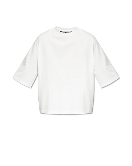 Palm Angels White Logo Printed Oversize T-Shirt for men