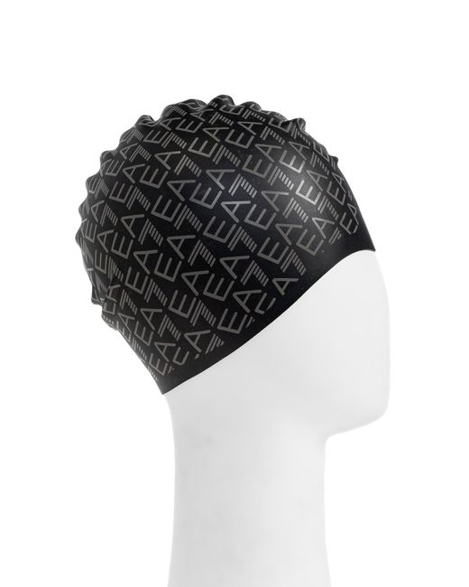 EA7 Black Swimming Cap With Monogram for men