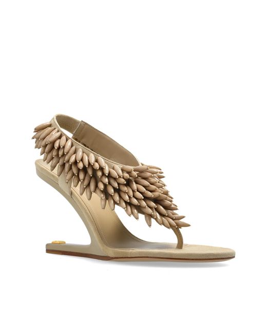 Balmain Green Wedge Sandals