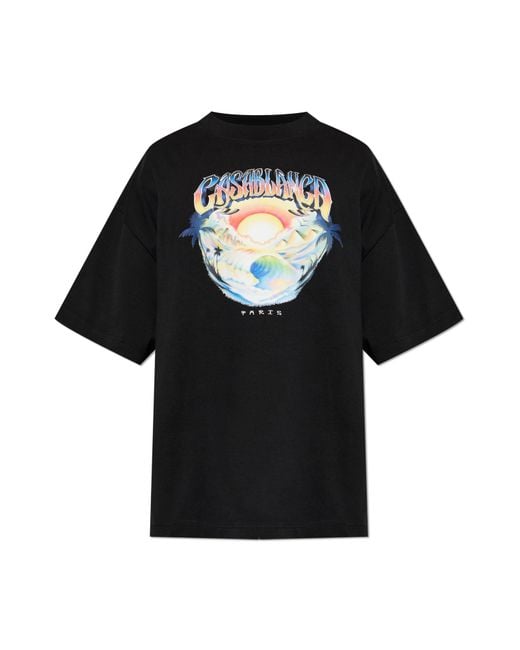 Casablanca Black T-Shirt With Colorful Print for men