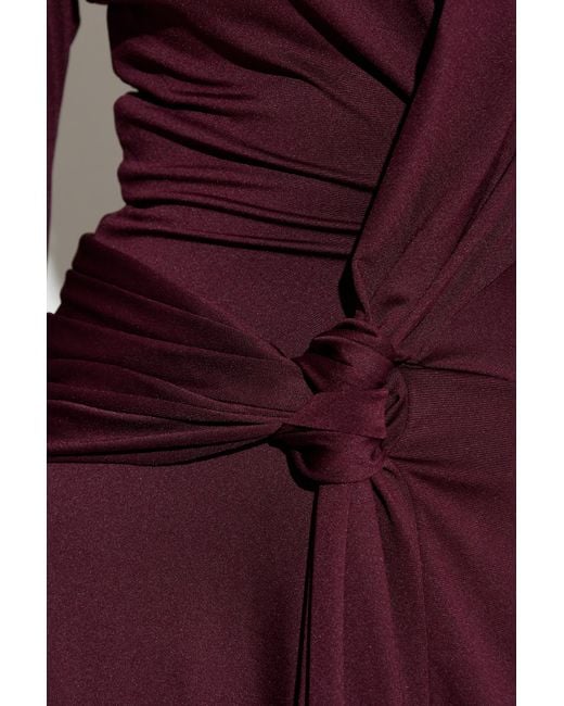 Victoria Beckham Purple Dress With A Stand-Up Collar