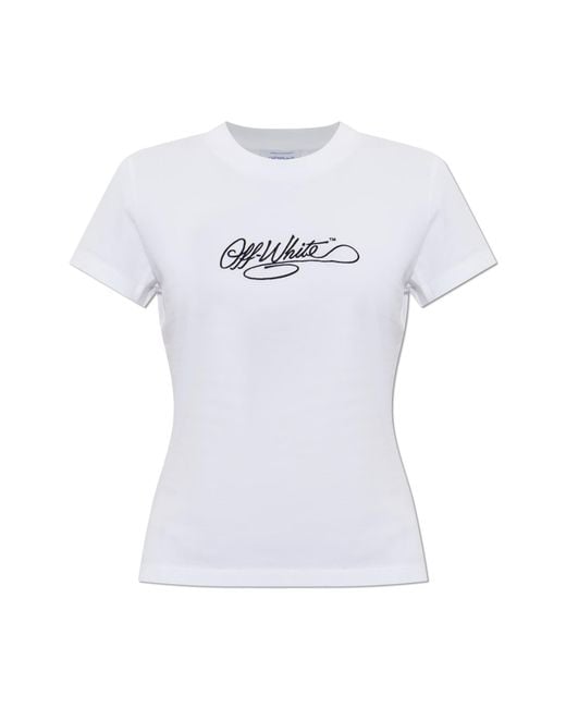 Off-White c/o Virgil Abloh White T-Shirt With Embroidered Kogo