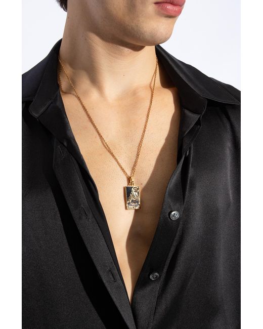 Versace Metallic Necklace With Pendant, for men
