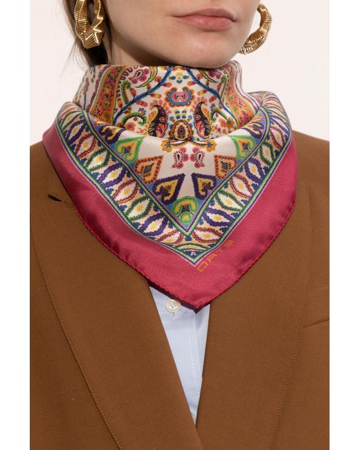 Etro Red Silk Scarf