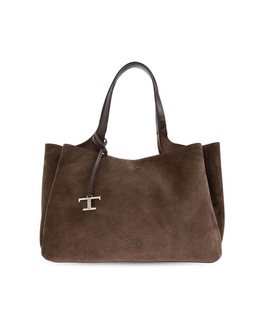 Tod's Black Suede Shopper Bag
