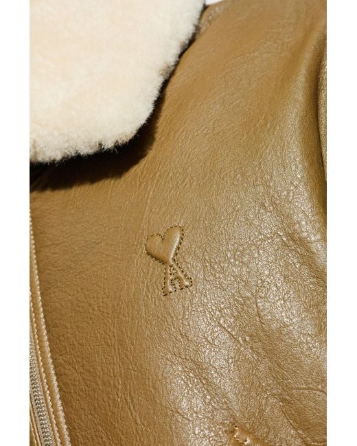 AMI Blue Leather Jacket for men