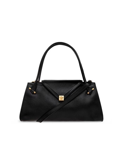 Versace Black 'Vitello Medium' Leather Bag