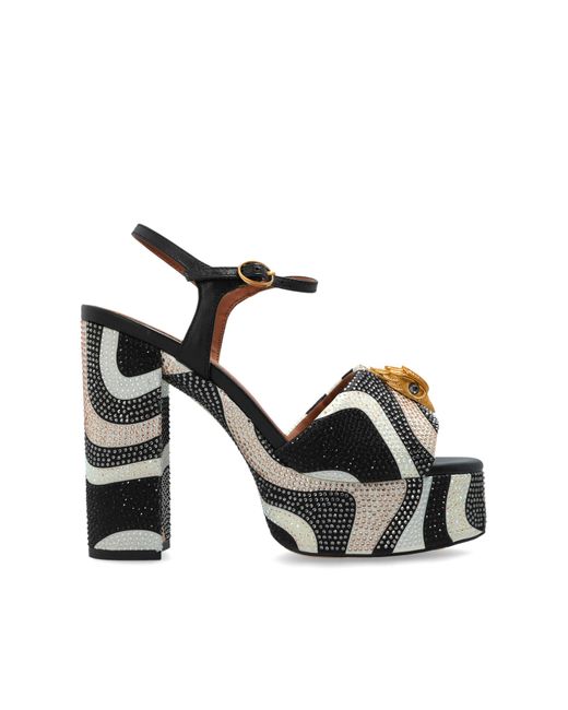 Kurt Geiger Black Platform Sandals With Shimmering Sequins
