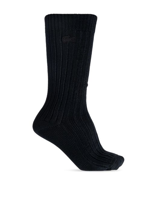 LACOSTE RUNWAY Black Socks With Logo Patch
