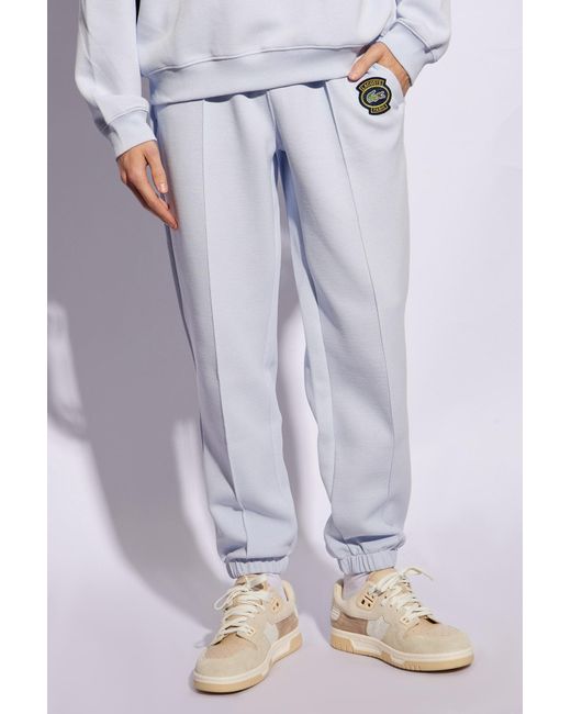 Lacoste White Trousers With Patch, for men