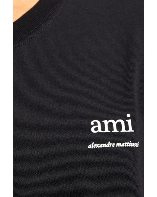 AMI Black T-shirt With Logo, for men