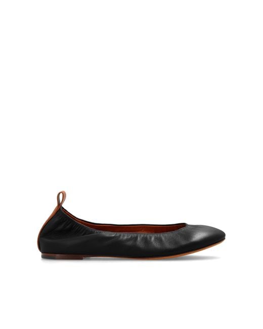 Lanvin Black Leather Ballet Flats