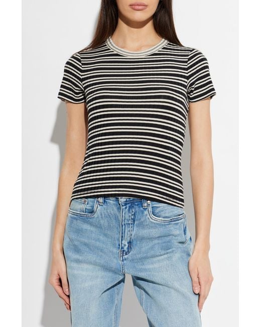 Rag & Bone Black Top With A Striped Pattern