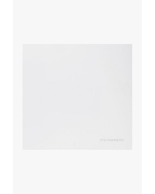 DSquared² White Pocket Square With Logo for men