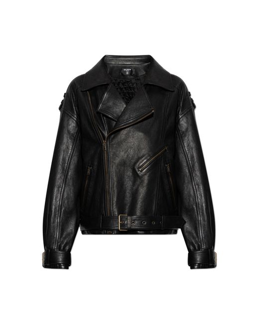 Balmain Black Leather Jacket for men