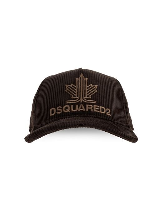 DSquared² Black Corduroy Baseball Cap for men