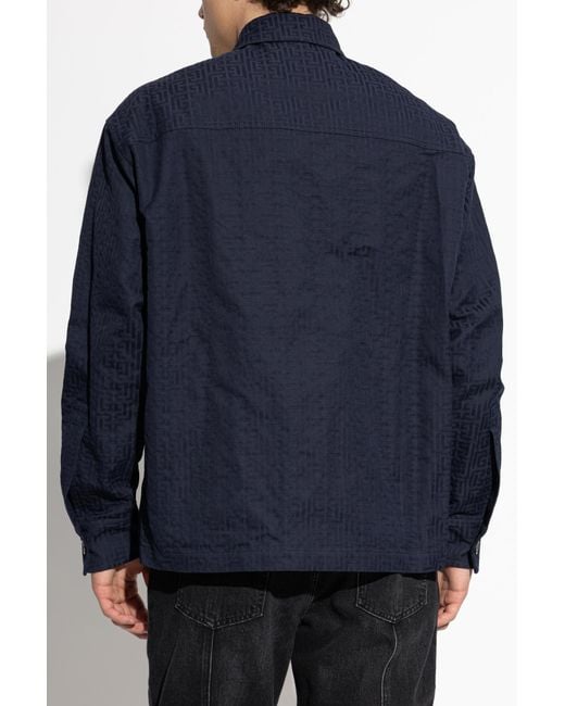 Balmain Blue Monogram Jacket for men