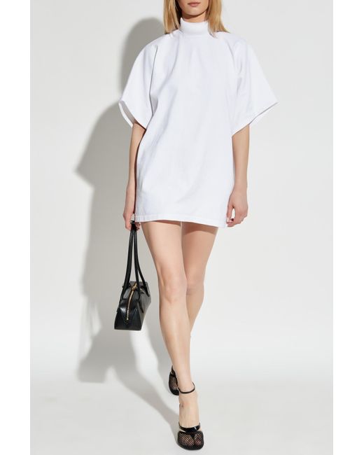 Alaïa White Top With A Stiff Stand-Up Collar