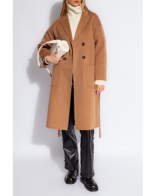Anine Bing Brown Wool-Cashmere Belted Coat