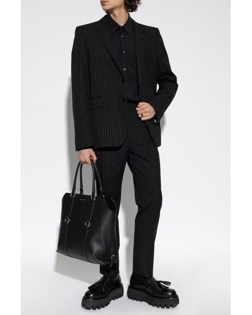 McQueen Black Wool Blazer With Lurex Thread for men