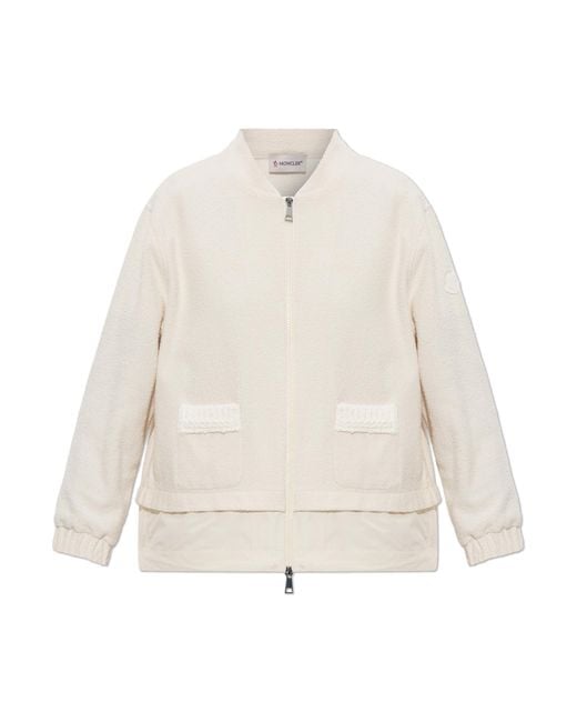Moncler White Cardigan Made Of Combined Materials