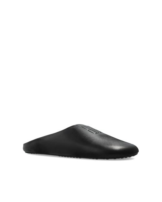 Balenciaga Black Leather Slides With A 'Vintage' Effect for men
