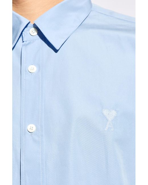 AMI Blue Shirt With Logo, for men
