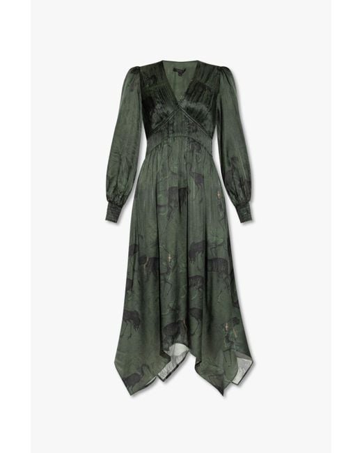 AllSaints Green 'estelle' Satin Dress