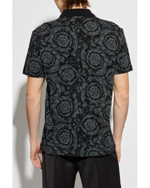 Versace Black Polo With Barocco Pattern for men