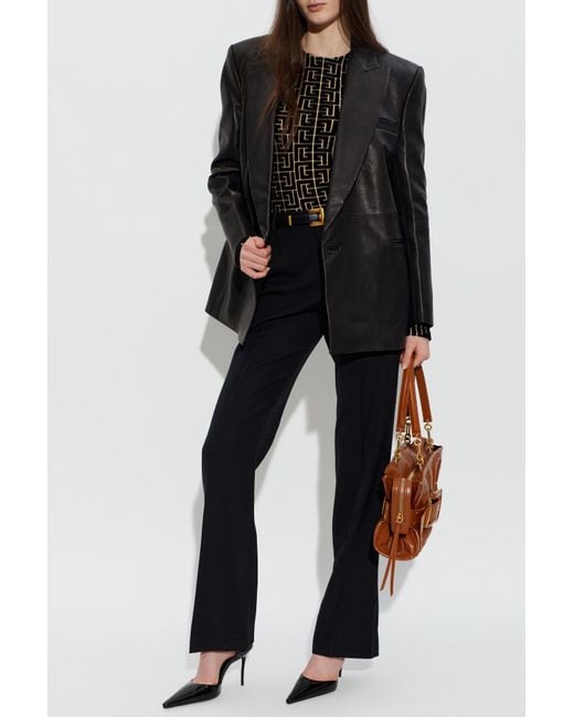 Balmain Black Leather Blazer