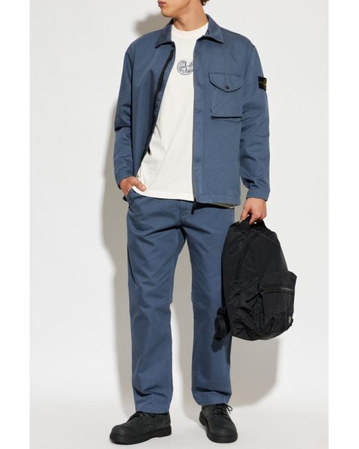 Stone Island Blue Jeans With Logo Patch for men