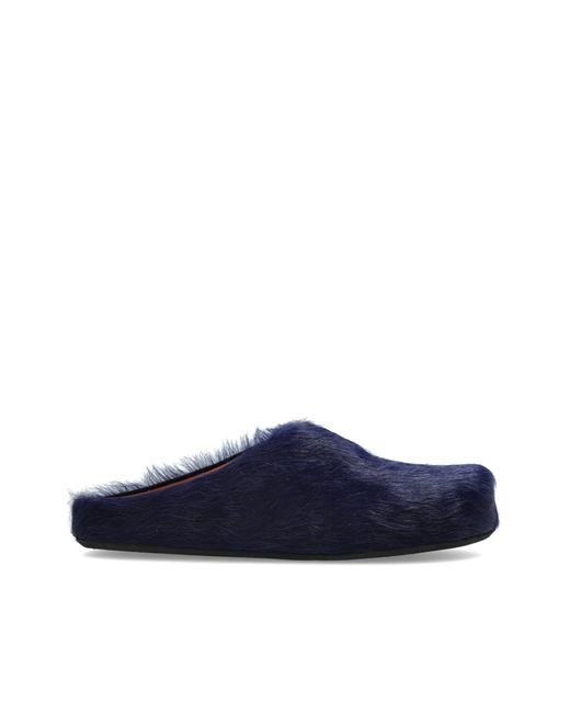 Marni Blue Fur Slides for men