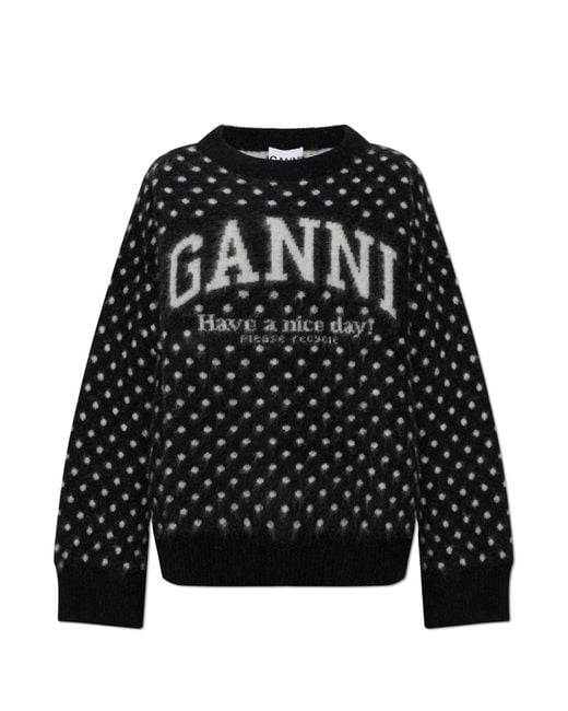 Ganni Black Polka Dot Pattern Sweater