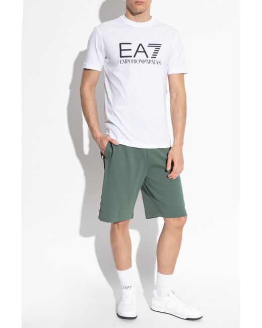 EA7 Green Shorts With Logo for men