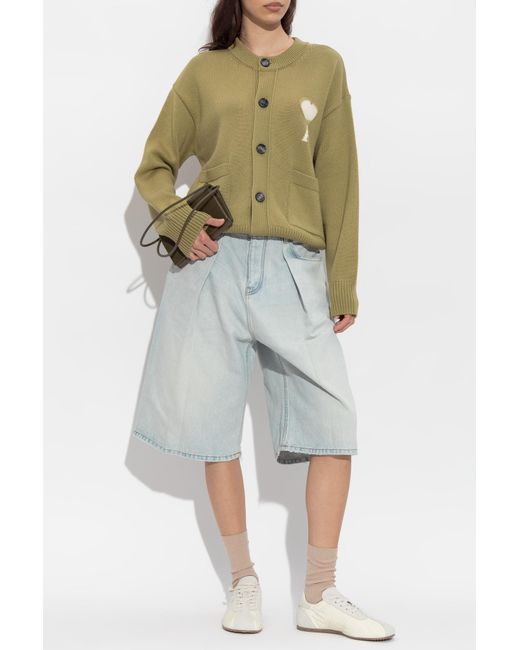 AMI Green Cardigan With Pockets