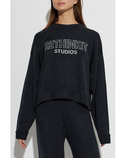 Rethinkit Studios Black Wool Crew Neck Sweater