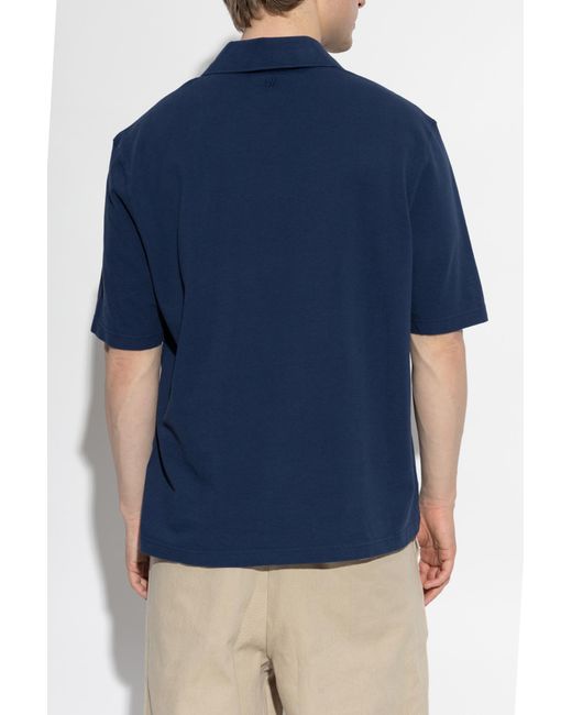 AMI Blue Polo With Patch for men