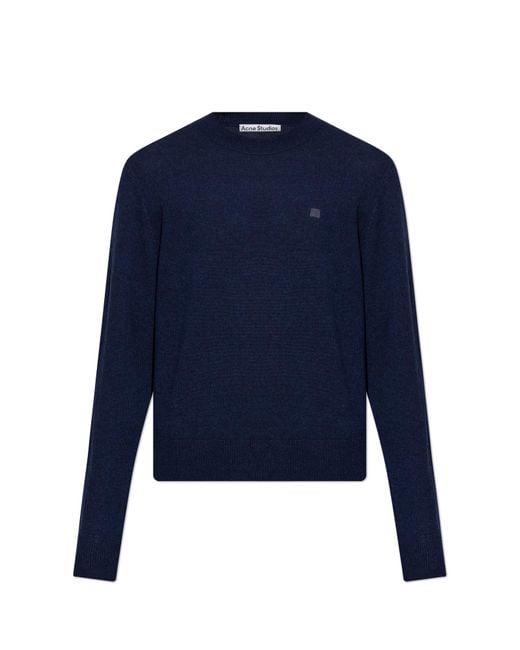 Acne Blue Wool Sweater for men