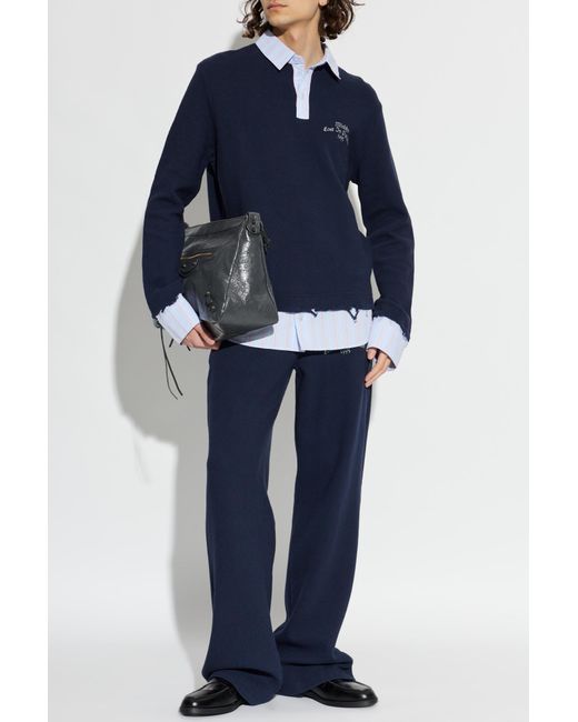 M I S B H V Blue Straight-Leg Trousers for men