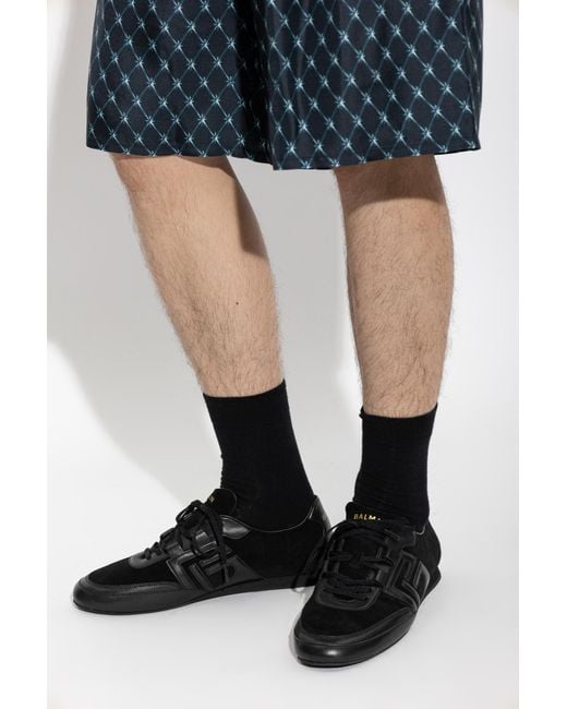 Balmain Black Sports Shoes With Logo for men