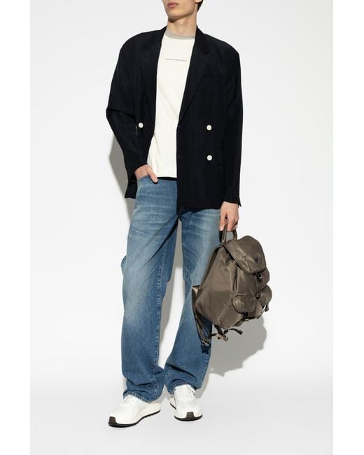 Emporio Armani Blue Double-Breasted Blazer for men