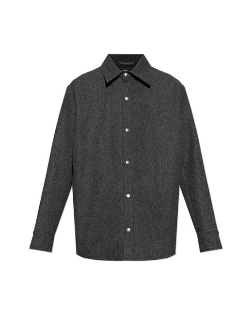 A.P.C. Gray Thick Wool Shirt for men