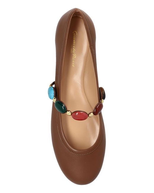 Gianvito Rossi White Leather Ballet Flats Shanti Mary Jane