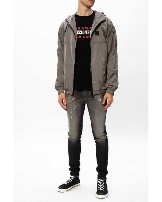 DIESEL Black Logo-Patched Jacket for men
