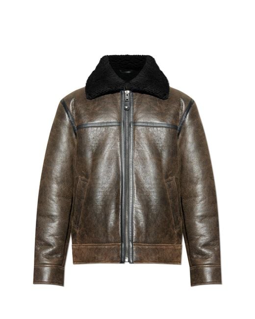 Samsøe & Samsøe Black Sheepskin Coat 'Saboy' for men