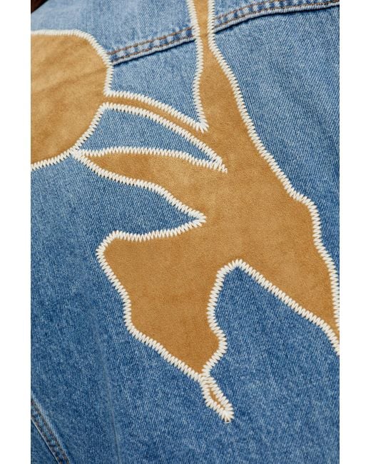 Marni Blue Denim Jacket With Velvet Inserts