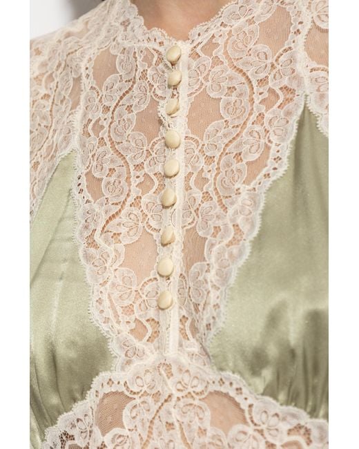 Chloé Natural Silk Top With Lace Inserts