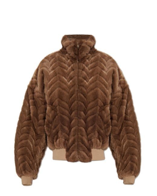 Balenciaga Brown Short Faux Fur