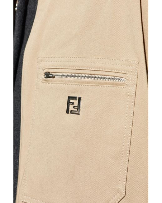 Fendi Black Cotton Jacket With Logo for men