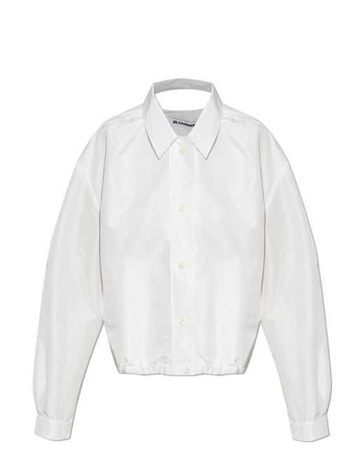 Jil Sander White Lightweight Jacket With Drawstring